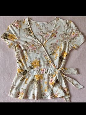 Sweet Wanderer Women's Floral Wrap Blouse Top Cottagecore Coquette Barbiecore
